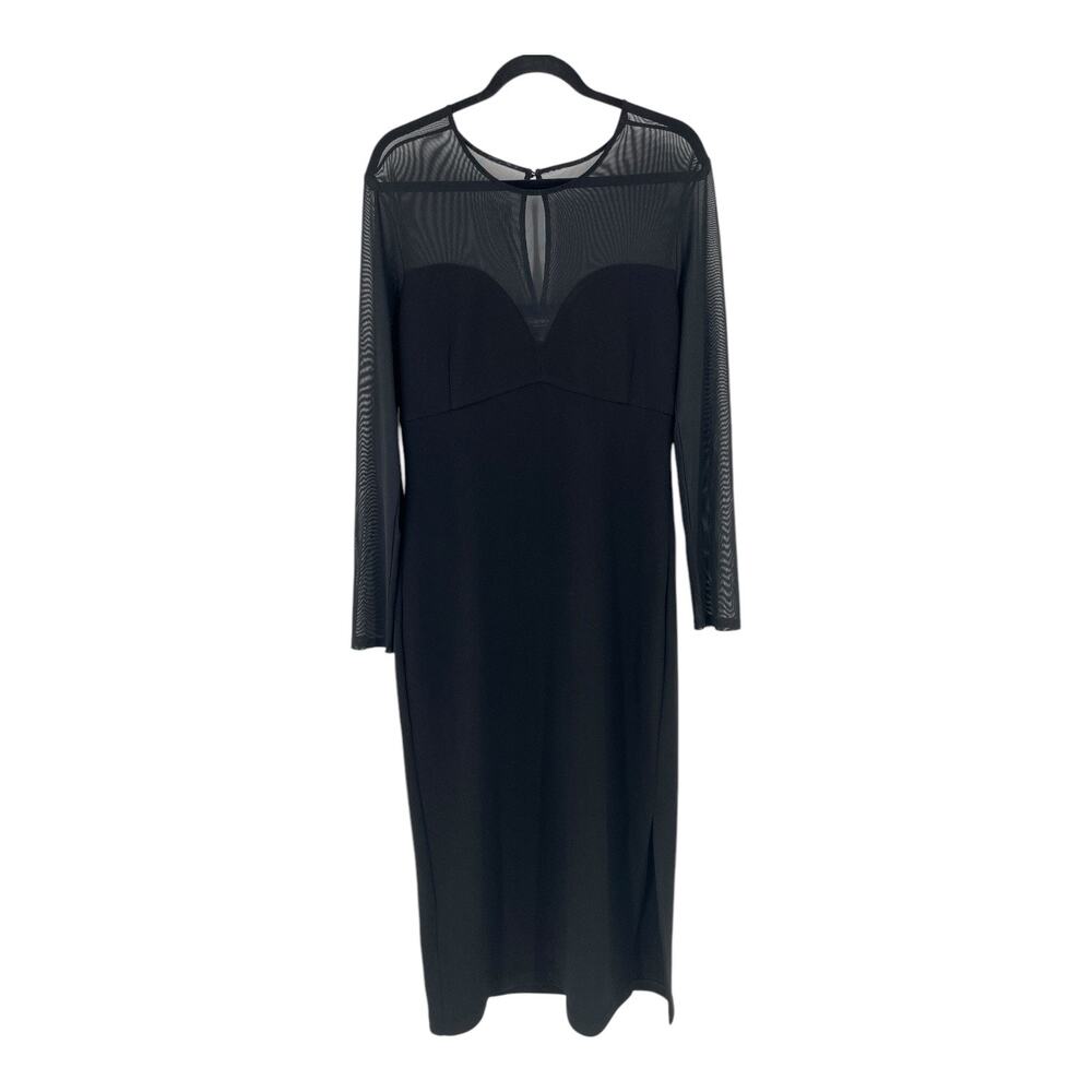 Ever New dress Roxy Illusion mesh long sleeve body con black size 12